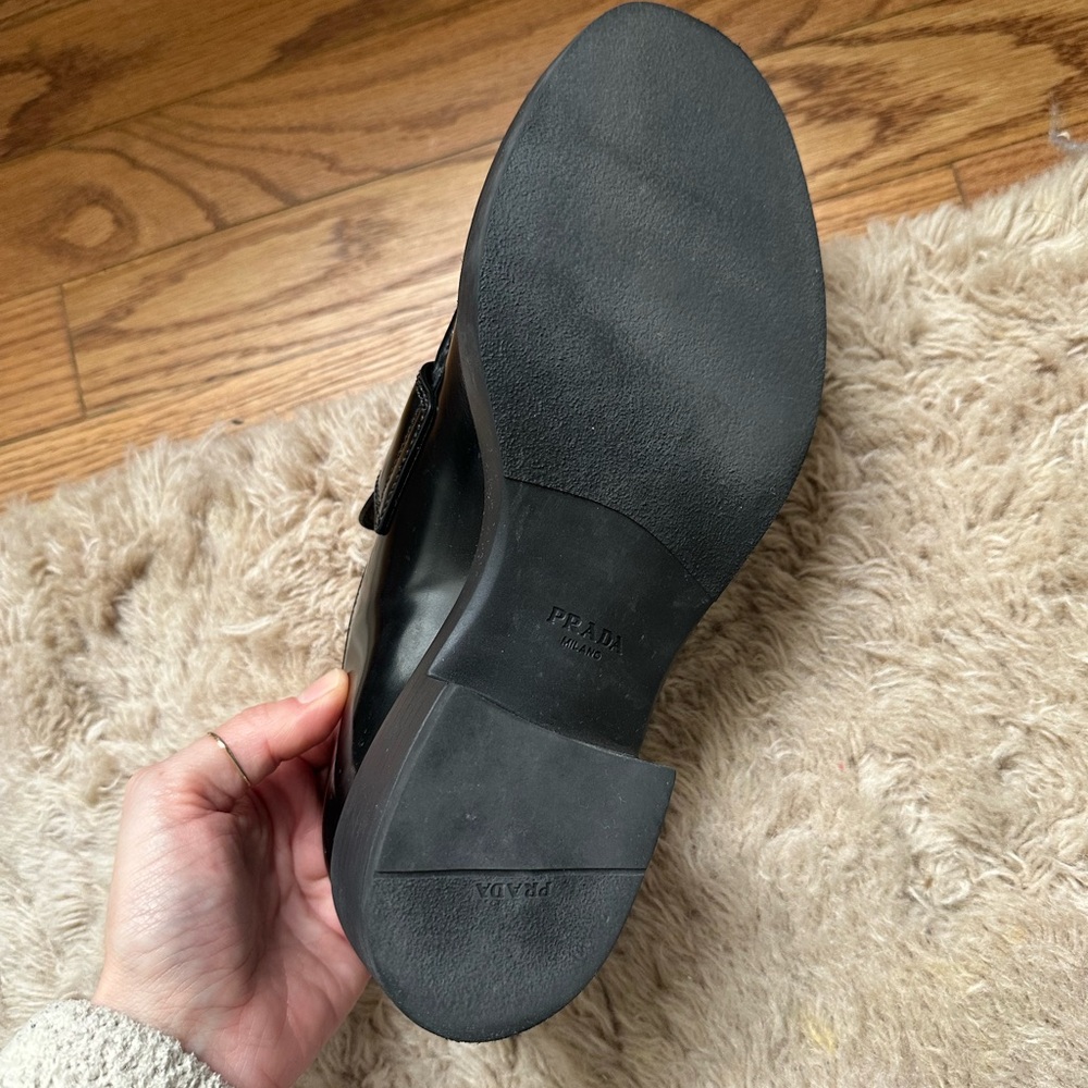 Prada Chocolate Brushed Leather Loafers - Picture 2 of 4